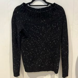 HINGE black sweater with white flecks. Ribbed crew neck.Very soft & comfortable